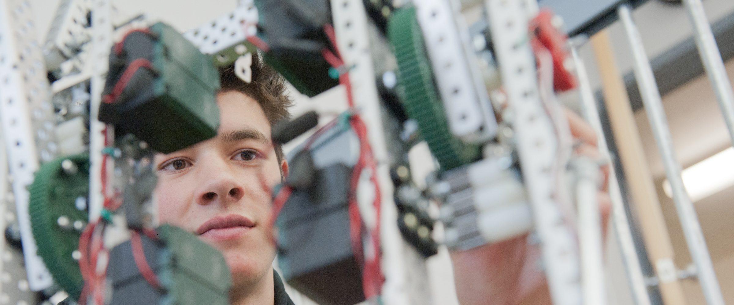 Student works in the electronics lab